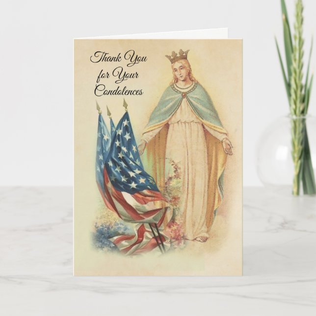 American Flag Virgin Mary Condolence Thank You Card (Front)
