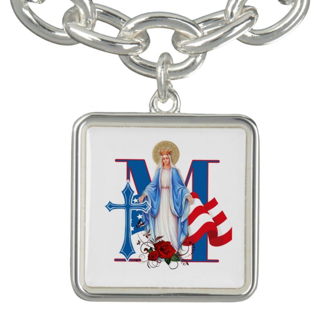 AMERICAN FLAG VIRGIN MARY RELIGIOUS ROSES BRACELET (Design)