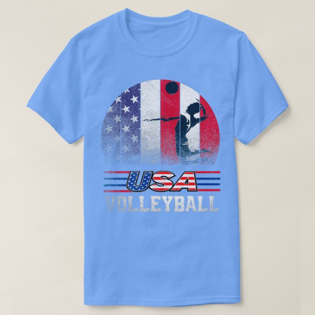 American flag volleyball 2021 for girls boys men a T-Shirt (Design Front)