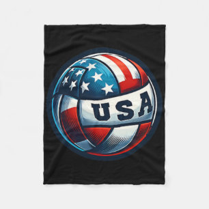 American Flag Volleyball Basketball Patriotic Us 4 Fleece Blanket