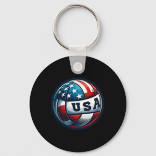 American Flag Volleyball Basketball Patriotic Us 4 Keychain