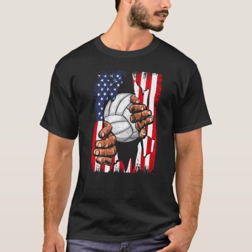 American Flag Volleyball Inside Me Patriotic Usa V T_Shirt