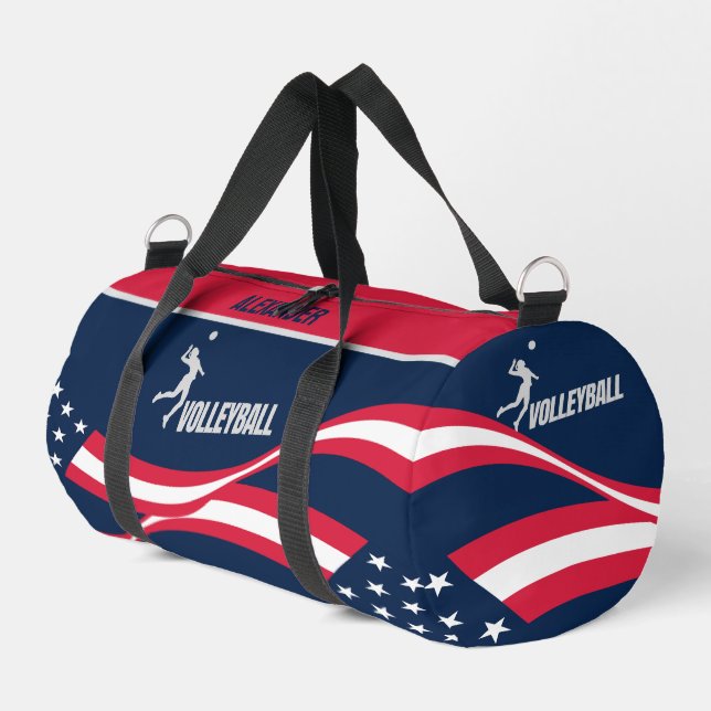American Flag, Volleyball Player, Birthday Gift Duffle Bag (Left Corner)