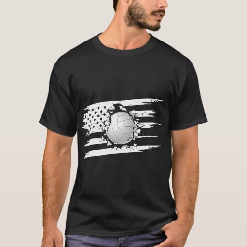 American Flag Volleyball T_Shirt