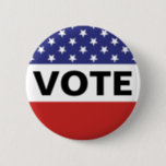 American Flag Vote Button<br><div class="desc">As a reminder to get out and vote,  this button features the stars and colors of the red,  white and blue American flag along with text which reads "Vote".</div>