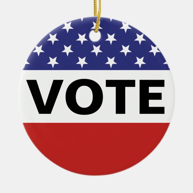 American Flag Vote Ceramic Ornament (Front)