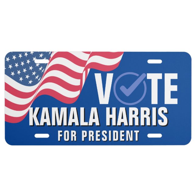 American Flag Vote Kamala Harris 2024 Political License Plate (Front)
