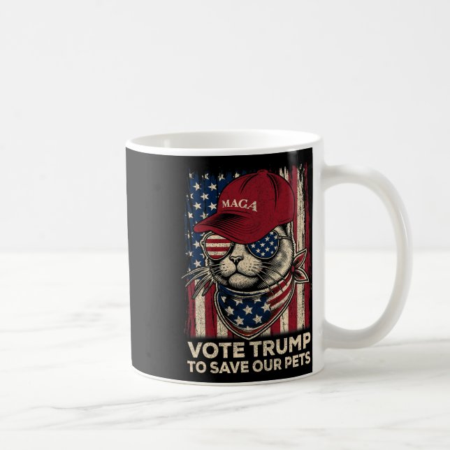 American Flag Vote Trump To Save Our Pets 2024  Coffee Mug (Right)