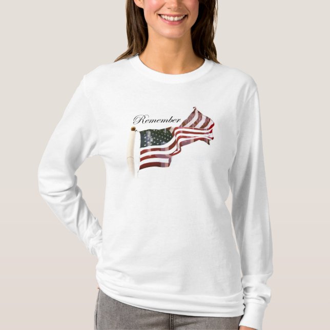 American Flag w/ Crosses - Remember The Fallen T-Shirt (Front)