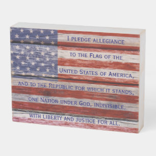 American Flag w/ Pledge of Allegiance Wooden Box Sign