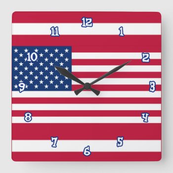 American Flag Wall Clock In Three Sizes by ClockCorner at Zazzle