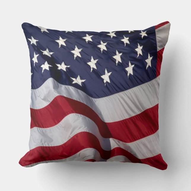 American Flag wall clock Throw Pillow (Front)