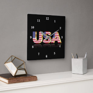 American Flag Wall Clock USA