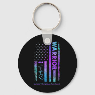 American Flag Warrior Suicide Prevention Awareness Keychain