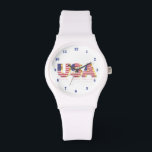 American Flag Watch Patriotic<br><div class="desc">USA Flag Watches - United States of America - Flag - Patriotic - independence day - July 4th - Customizable - Choose / Add Your Unique Text / Color - Make Your Special Gift - Resize and move or remove and add elements / image with customization tool. You can also...</div>