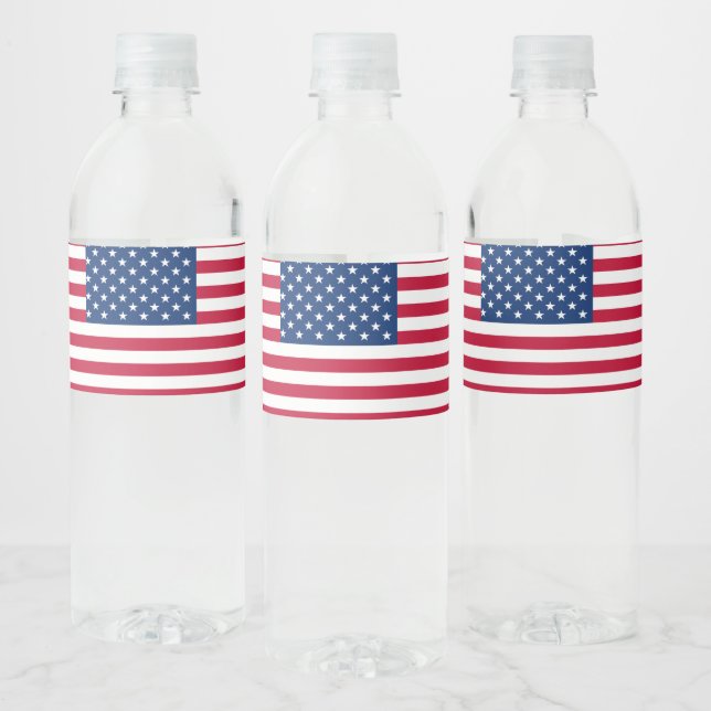 American Flag Water Bottle Label (Bottles)
