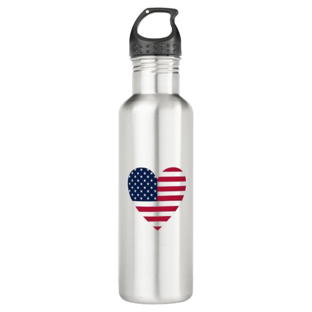 American Flag Water Bottle, Stainless Steel, 24 oz Stainless Steel Water Bottle (Front)