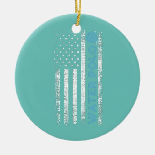 American Flag Water Polo Player  Ceramic Ornament
