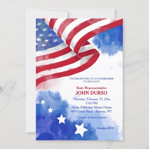 American Flag Watercolor Fundraiser Invitation