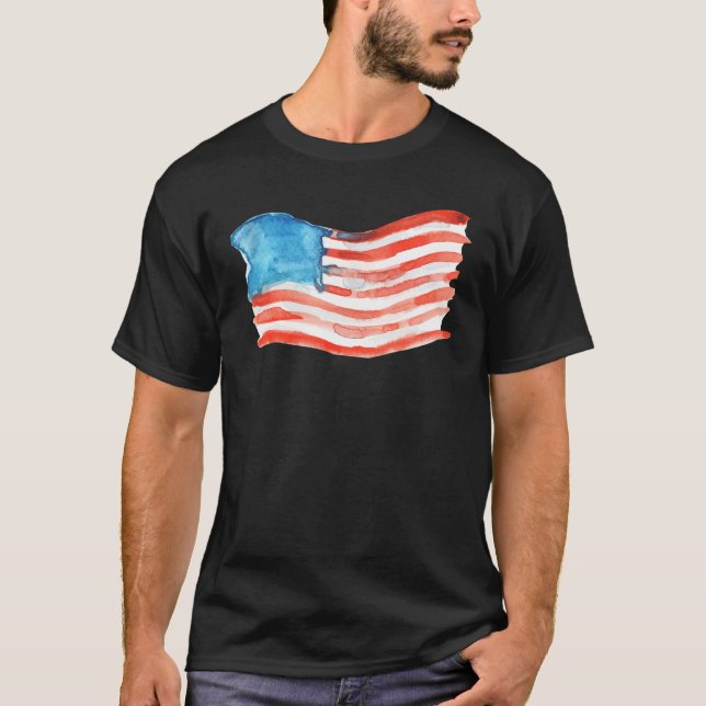 American Flag watercolor T-Shirt (Front)