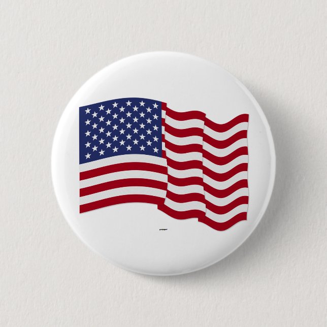 American Flag Waving Button (Front)