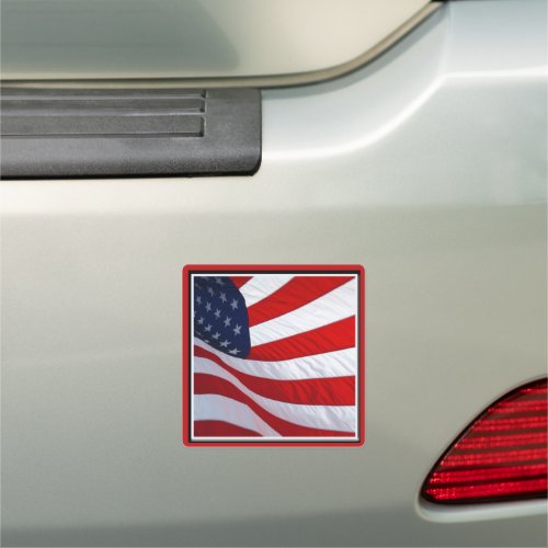 American Flag Waving Car Magnet