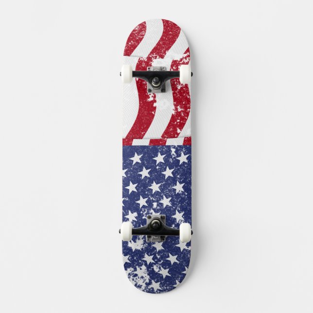American Flag Waving - Distressed #2 Skateboard Deck (Front)