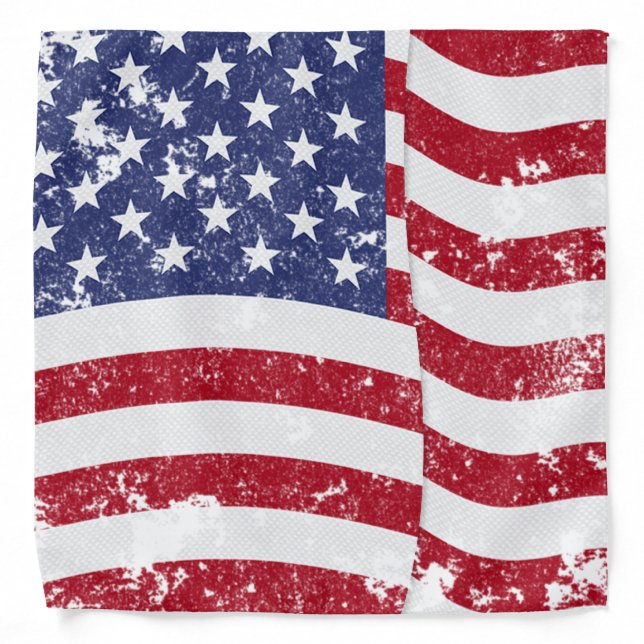 American Flag Waving - Distressed Bandana (Front)