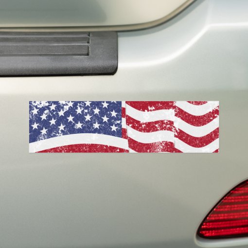 American Flag Waving - Distressed Bumper Sticker | Zazzle