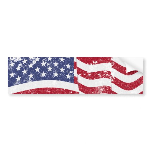 American Flag Waving - Distressed Car Bumper Sticker | Zazzle