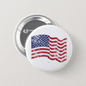 American Flag Waving - Distressed Pinback Button (Front & Back)