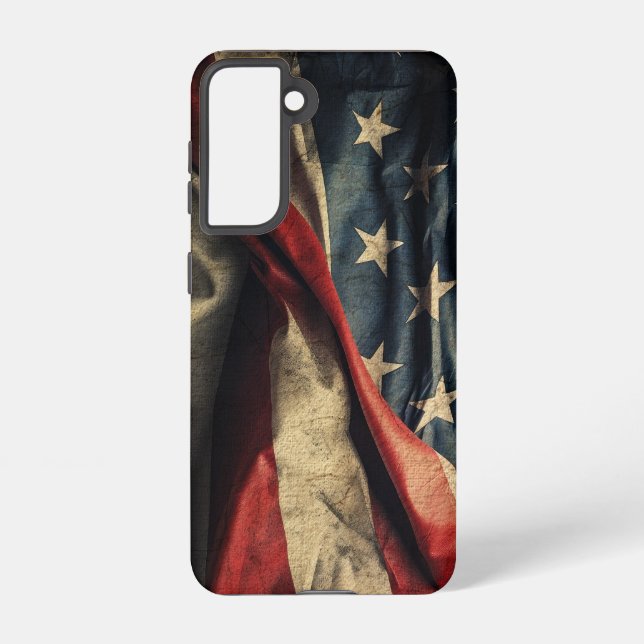 American Flag Waving Fabric Design Samsung Galaxy Case (Back)