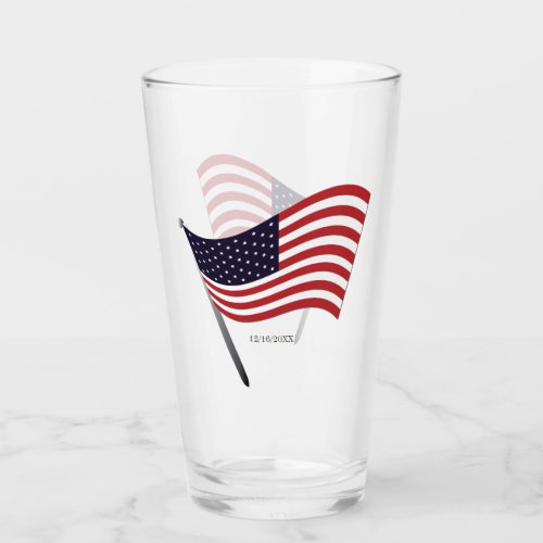 American Flag Waving Glass