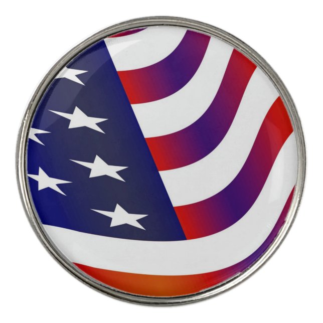 American Flag, waving Golf Ball Marker (Front)