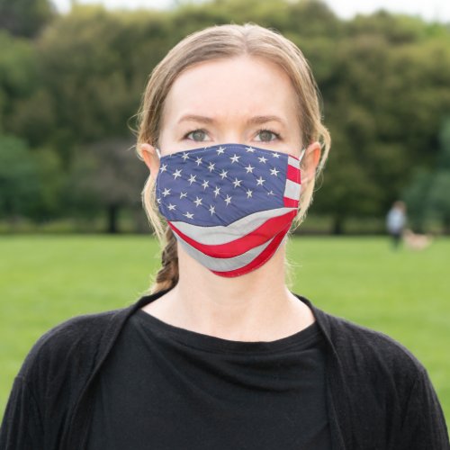 American Flag  Waving in the Wind Adult Cloth Face Mask