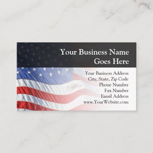 Customizable American Flag, Waving in Wind Business Card Template