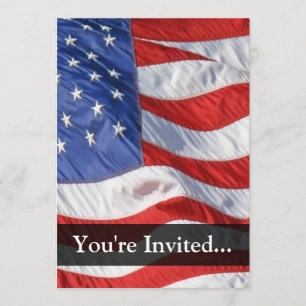 American Flag, Waving in Wind Invitation