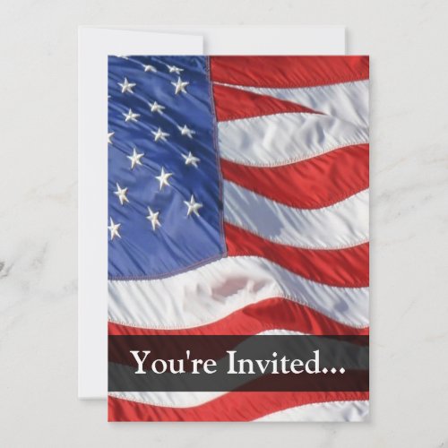American Flag Waving in Wind Invitation