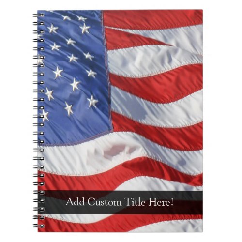 American Flag Waving in Wind Notebook