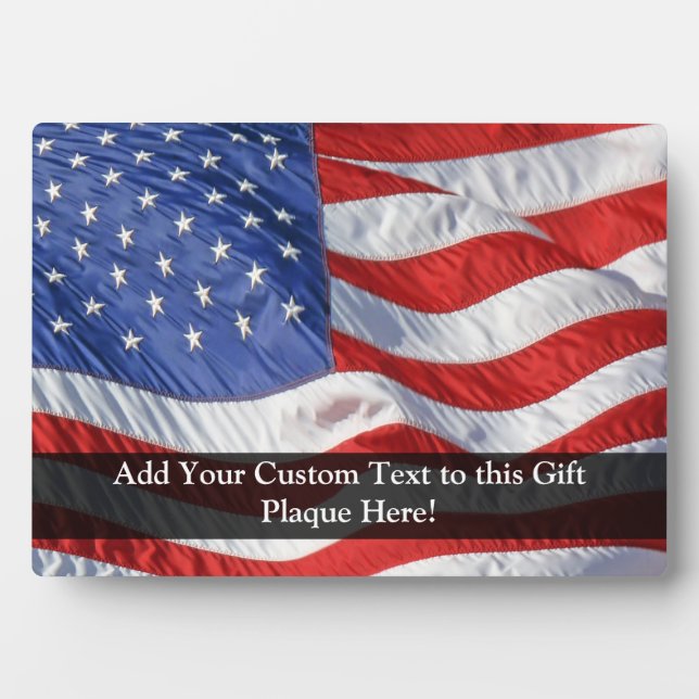 American Flag, Waving in Wind Plaque (Front)