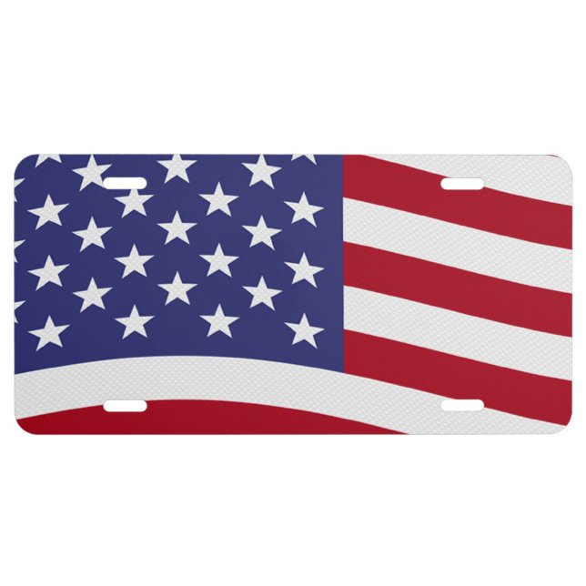 American Flag Waving License Plate (Front)