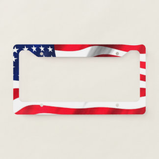 American Flag Waving License Plate Frame