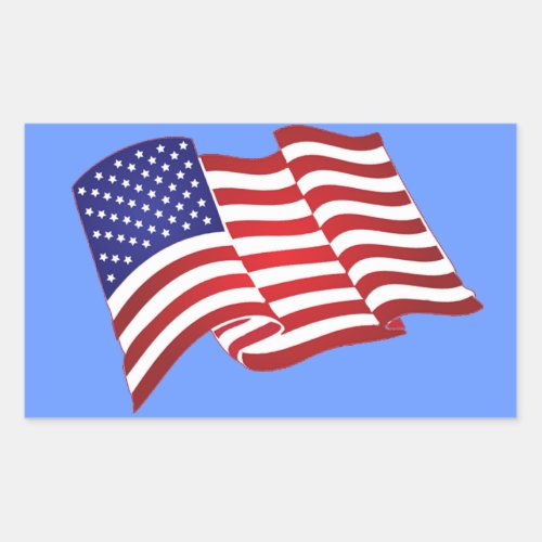 American Flag Waving Rectangular Stickers
