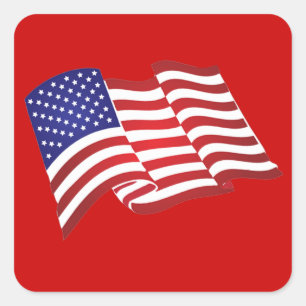 American Flag Waving Stickers