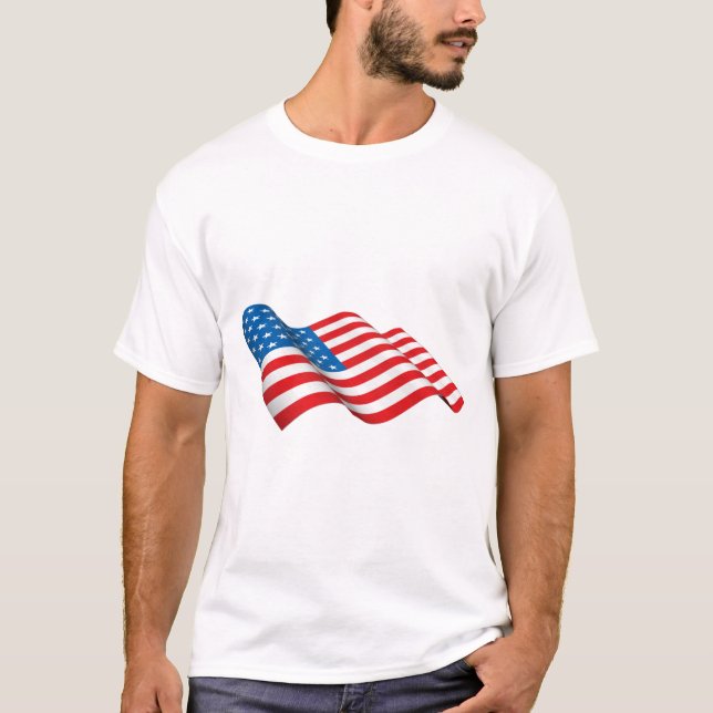 American Flag waving T-Shirt (Front)