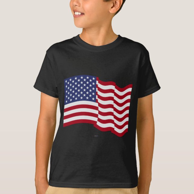 American Flag Waving T-Shirt (Front)