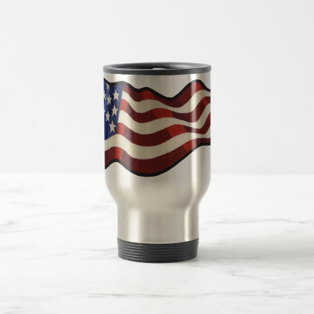 American Flag Waving Thermo Mug (Center)