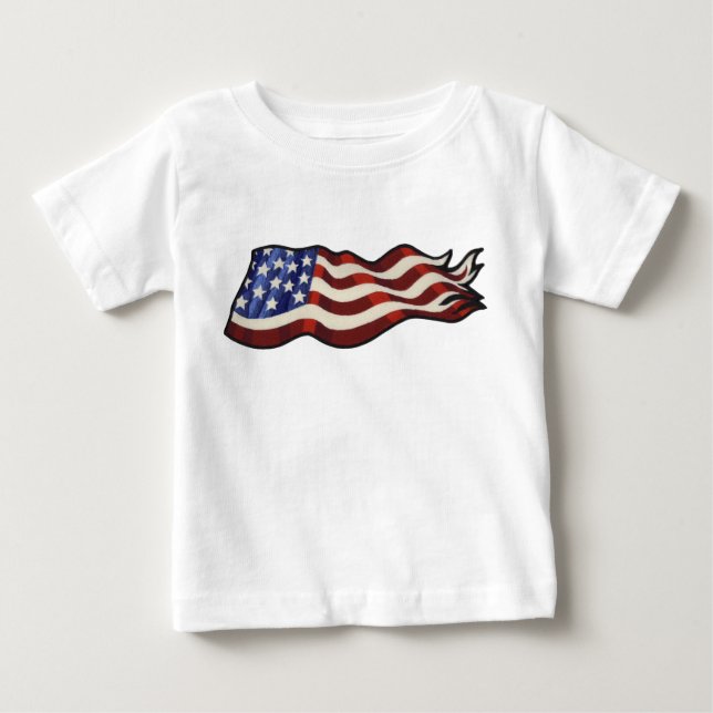 American Flag Waving Toddler Baby T-Shirt (Front)