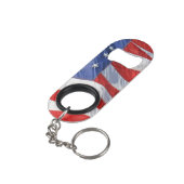 American Flag Waving Wind Patriotic USA Keychain Bottle Opener (Back Angled)