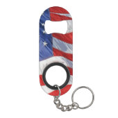 American Flag Waving Wind Patriotic USA Keychain Bottle Opener (Back)